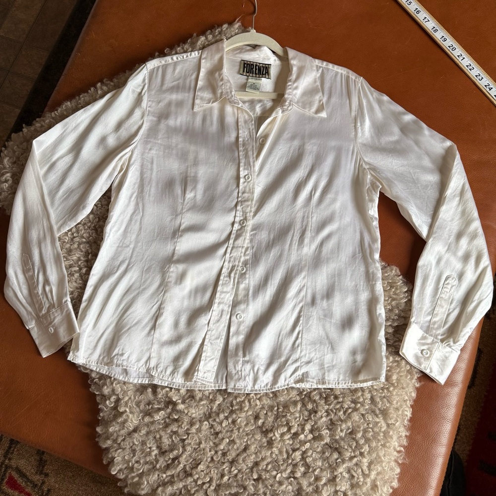 Forenza White Silk Button Down